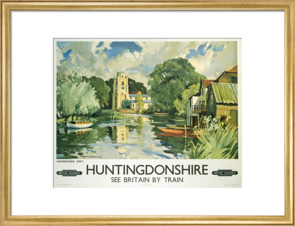 Hemingford Grey, Huntingdonshire, BR poster, c 1950s. art print medium gold Art Print - Science Museum Shop