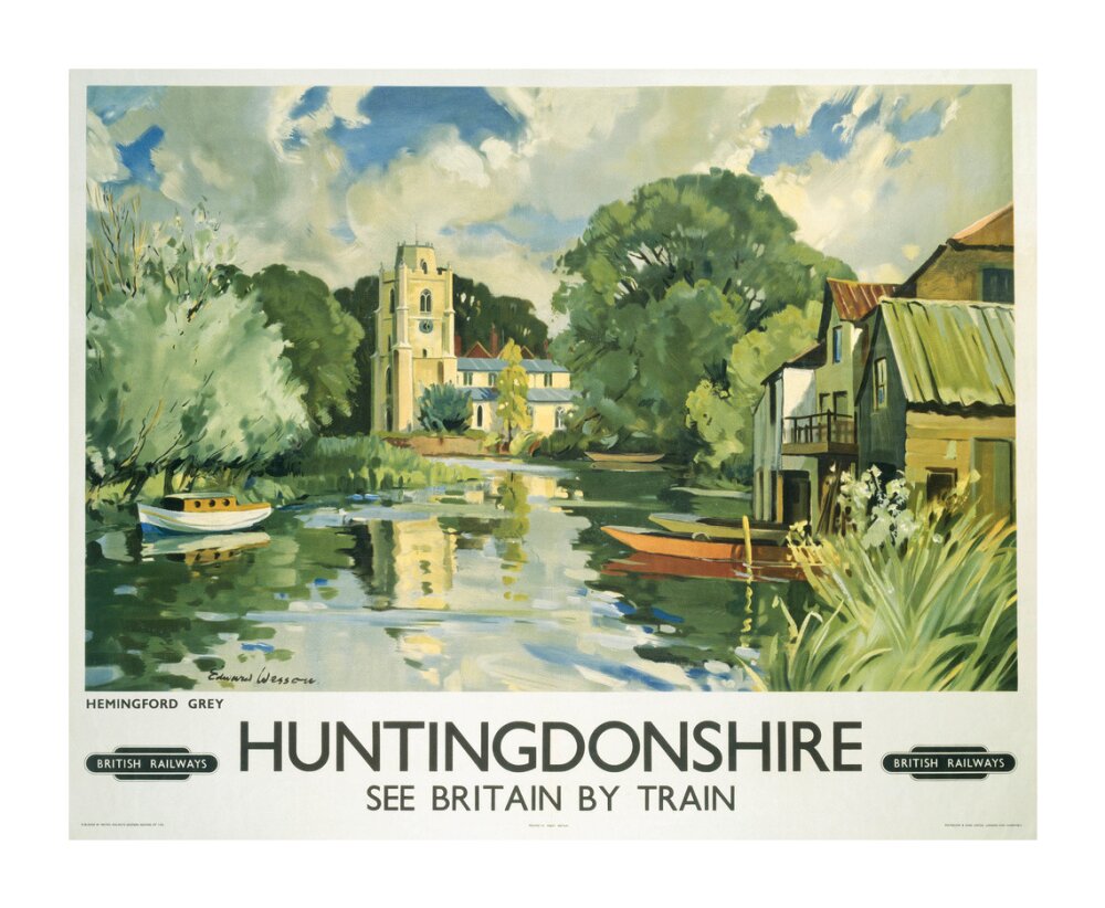 Hemingford Grey, Huntingdonshire, BR poster, c 1950s. unstretched canvas extra large none Art Print - Science Museum Shop