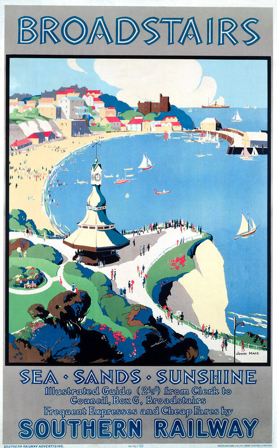 'Broadstairs; Sea, Sands, Sunshine', SR poster, 1929. Art Print - Science Museum Shop