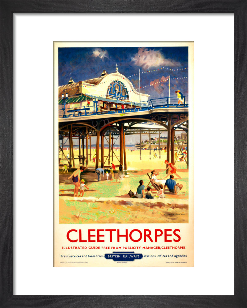 View of Cleethorpes Pier, including beach art print extra small black Art Print - Science Museum Shop