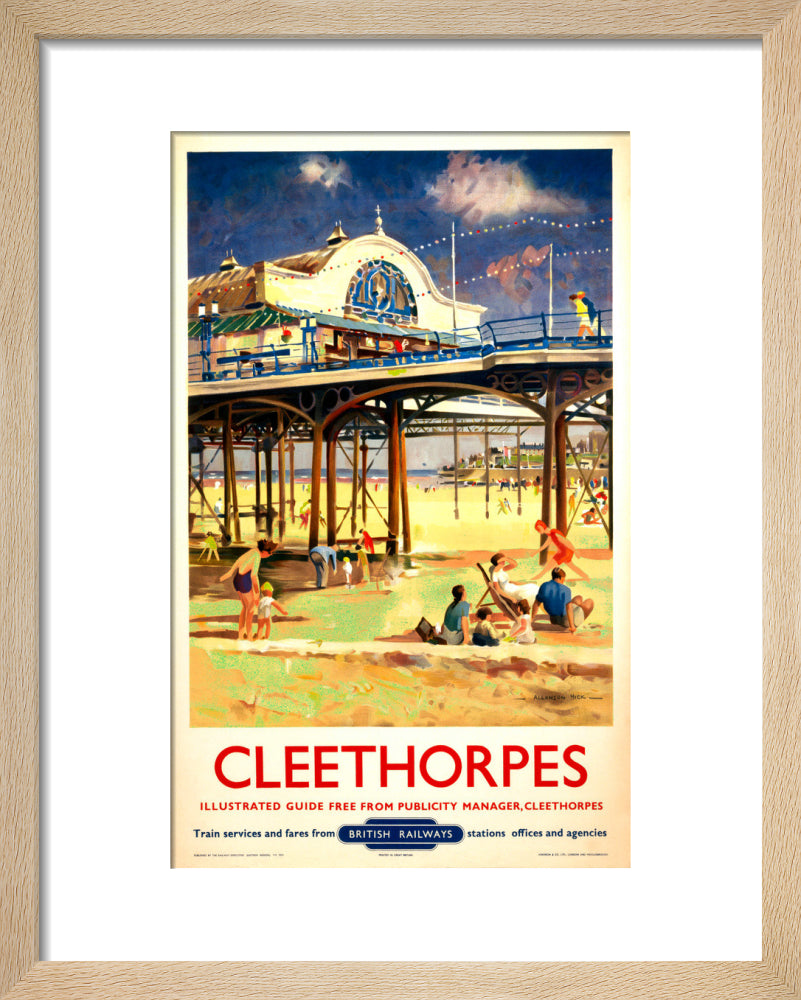 View of Cleethorpes Pier, including beach art print extra small natural Art Print - Science Museum Shop