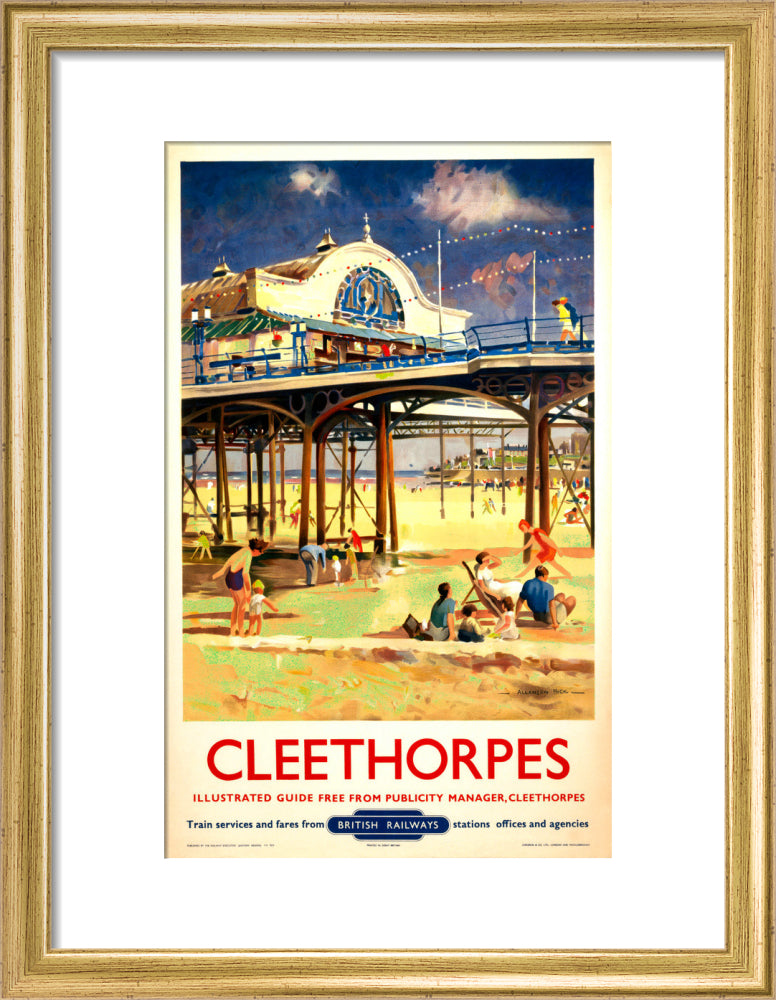 View of Cleethorpes Pier, including beach art print small gold Art Print - Science Museum Shop