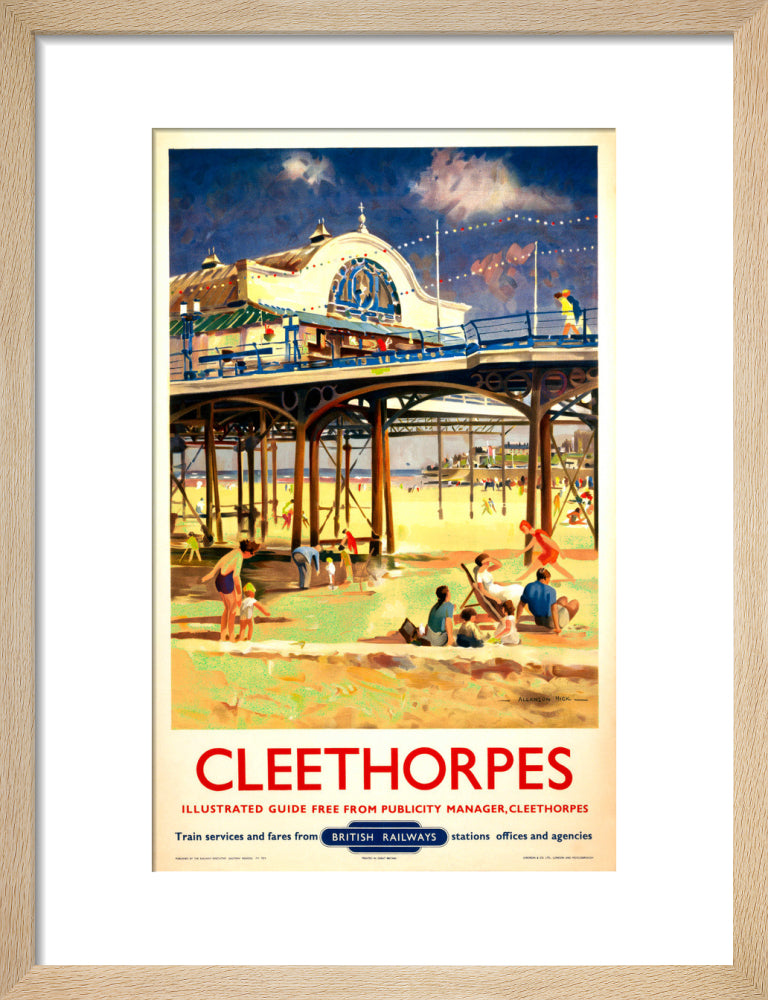 View of Cleethorpes Pier, including beach art print small natural Art Print - Science Museum Shop