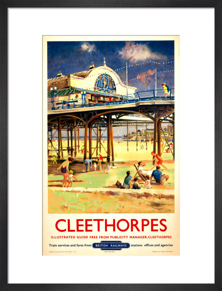 View of Cleethorpes Pier, including beach art print medium black Art Print - Science Museum Shop