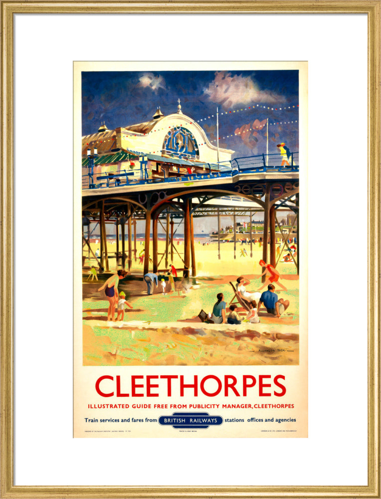 View of Cleethorpes Pier, including beach art print large gold Art Print - Science Museum Shop