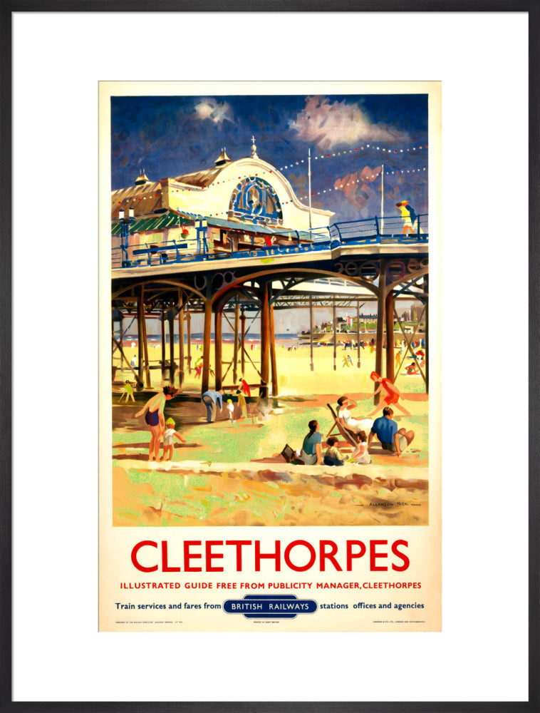 View of Cleethorpes Pier, including beach art print extra large black Art Print - Science Museum Shop