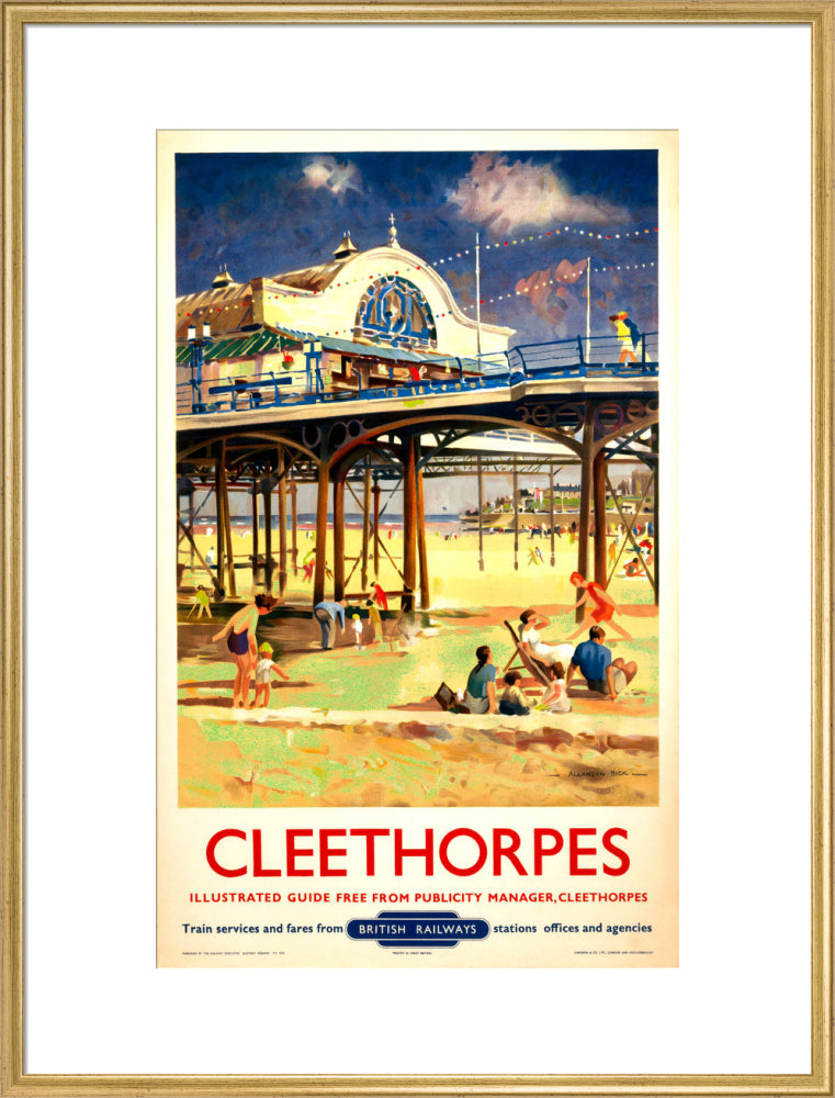 View of Cleethorpes Pier, including beach art print extra large gold Art Print - Science Museum Shop