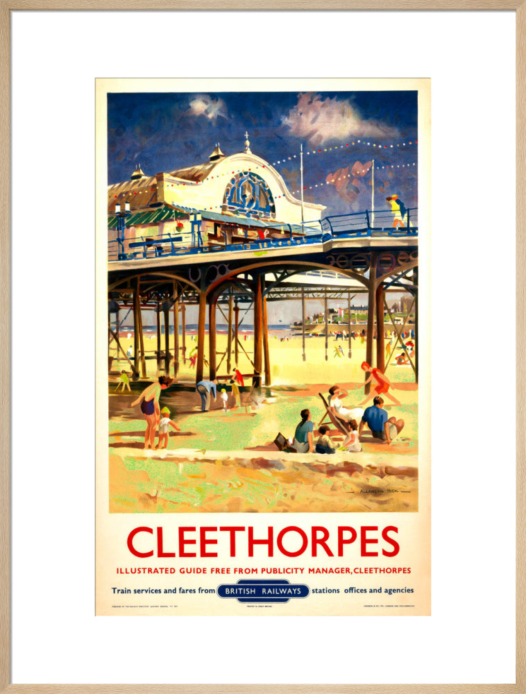 View of Cleethorpes Pier, including beach art print extra large natural Art Print - Science Museum Shop