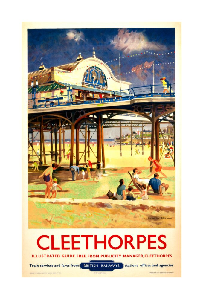 View of Cleethorpes Pier, including beach unstretched canvas large none Art Print - Science Museum Shop
