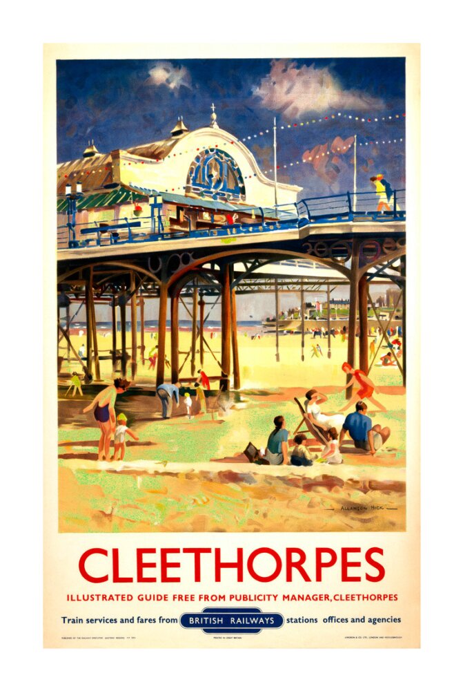 View of Cleethorpes Pier, including beach unstretched canvas extra large none Art Print - Science Museum Shop