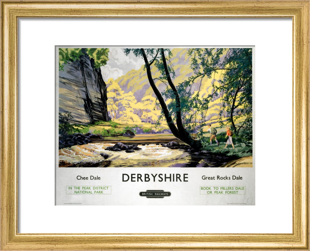'Derbyshire - Chee Dale and Great Rocks Dale' BR (LMR) poster, c 1950s. art print extra small gold Art Print - Science Museum Shop