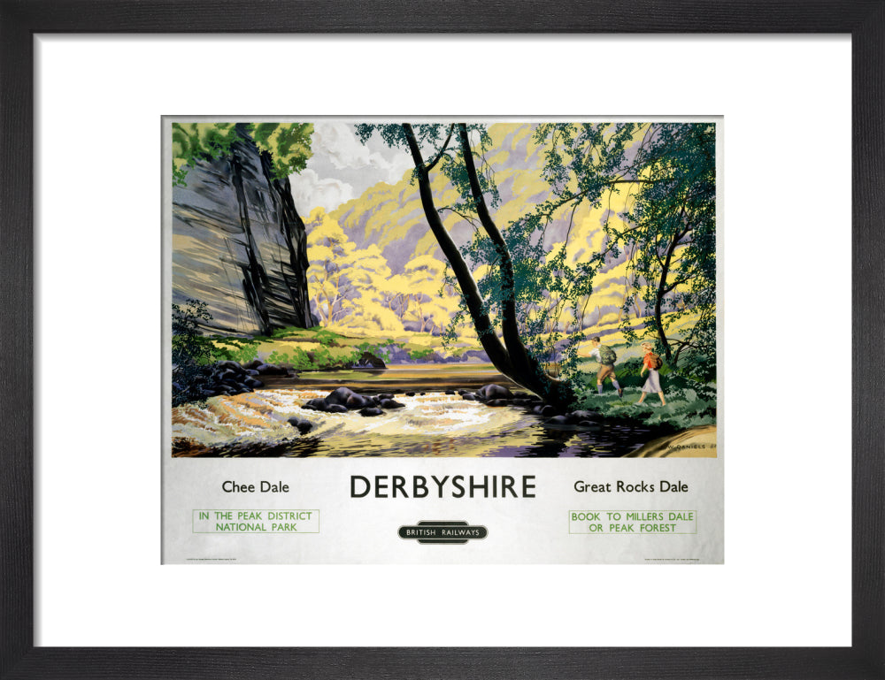'Derbyshire - Chee Dale and Great Rocks Dale' BR (LMR) poster, c 1950s. art print small black Art Print - Science Museum Shop