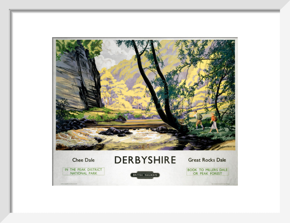 'Derbyshire - Chee Dale and Great Rocks Dale' BR (LMR) poster, c 1950s. art print small white Art Print - Science Museum Shop