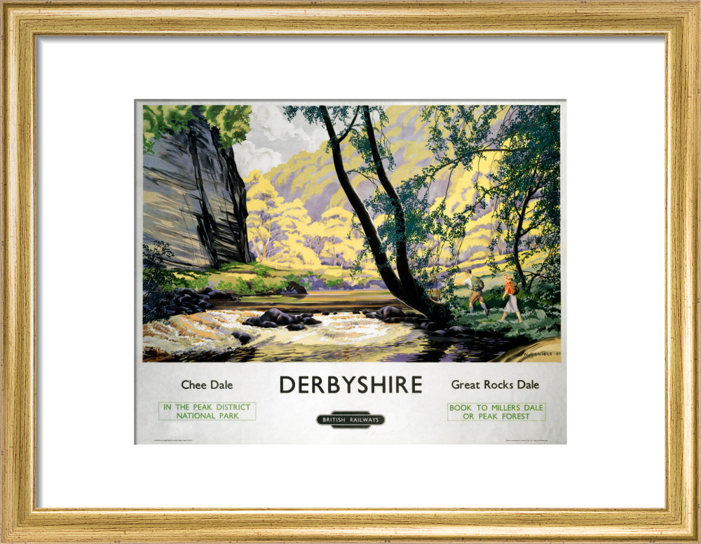 'Derbyshire - Chee Dale and Great Rocks Dale' BR (LMR) poster, c 1950s. art print small gold Art Print - Science Museum Shop
