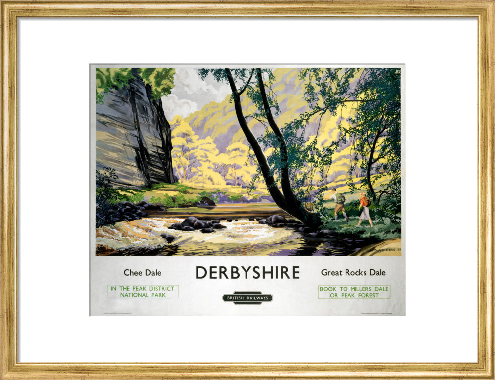 'Derbyshire - Chee Dale and Great Rocks Dale' BR (LMR) poster, c 1950s. art print medium gold Art Print - Science Museum Shop