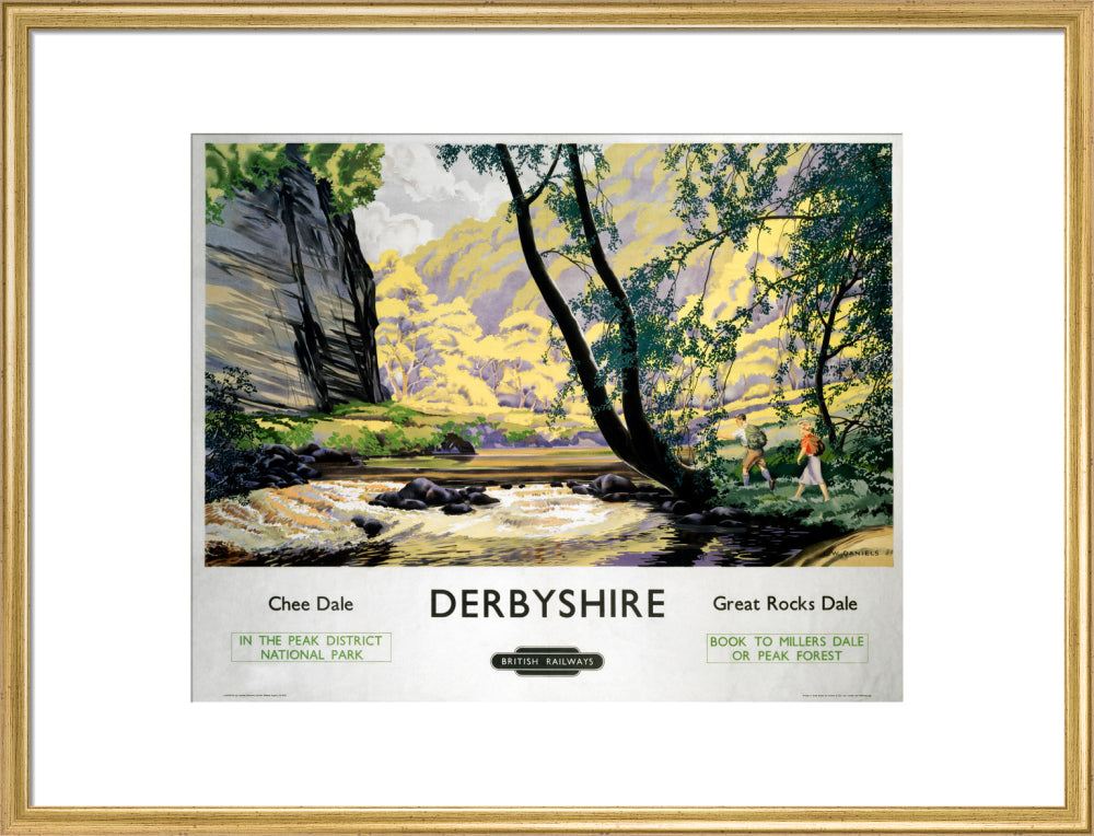 'Derbyshire - Chee Dale and Great Rocks Dale' BR (LMR) poster, c 1950s. art print large gold Art Print - Science Museum Shop