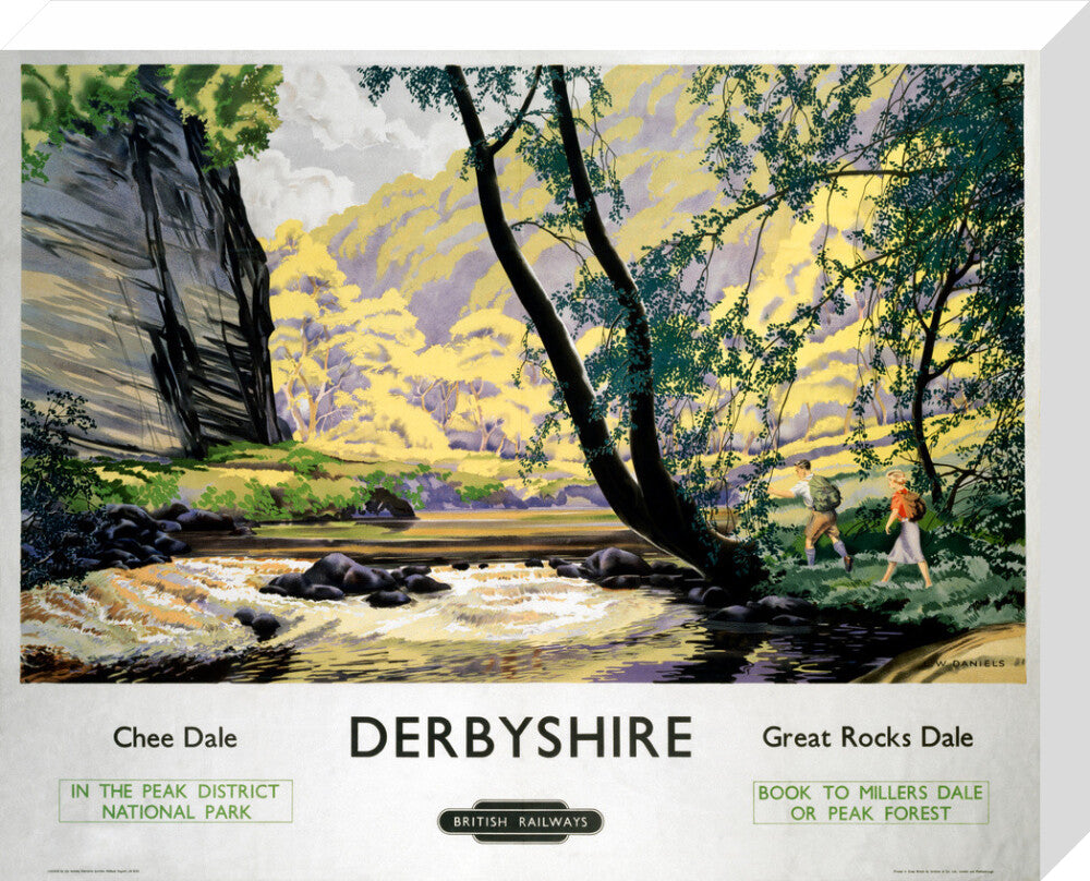 'Derbyshire - Chee Dale and Great Rocks Dale' BR (LMR) poster, c 1950s. stretched canvas medium none Art Print - Science Museum Shop