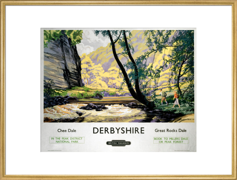 'Derbyshire - Chee Dale and Great Rocks Dale' BR (LMR) poster, c 1950s. art print extra large gold Art Print - Science Museum Shop