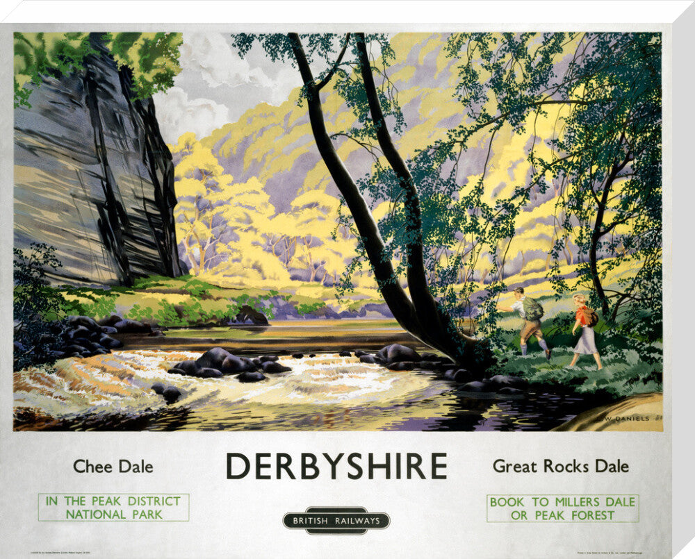 'Derbyshire - Chee Dale and Great Rocks Dale' BR (LMR) poster, c 1950s. stretched canvas large none Art Print - Science Museum Shop