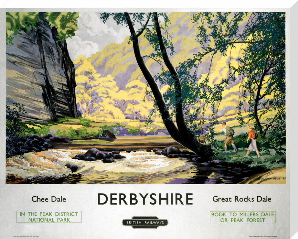 'Derbyshire - Chee Dale and Great Rocks Dale' BR (LMR) poster, c 1950s. stretched canvas extra large none Art Print - Science Museum Shop