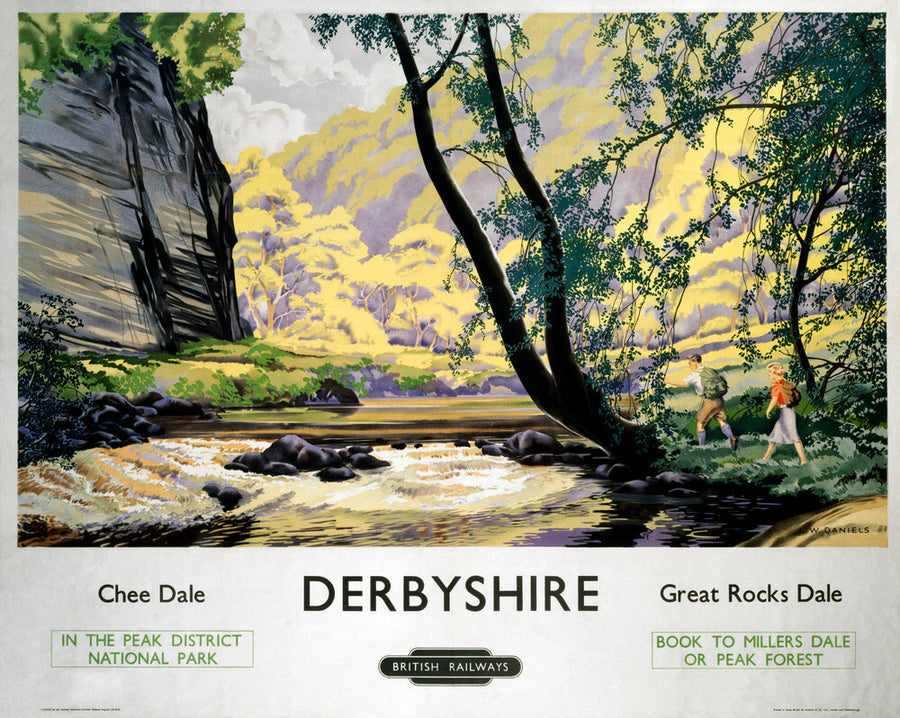 'Derbyshire - Chee Dale and Great Rocks Dale' BR (LMR) poster, c 1950s. Art Print - Science Museum Shop