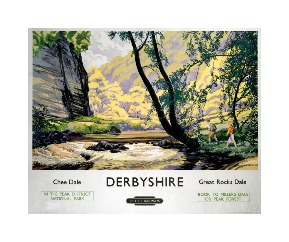 'Derbyshire - Chee Dale and Great Rocks Dale' BR (LMR) poster, c 1950s. unstretched canvas medium none Art Print - Science Museum Shop