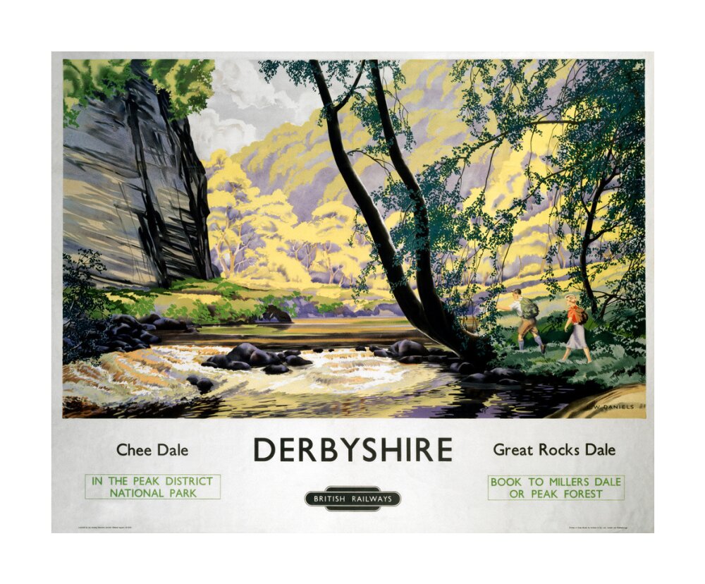 'Derbyshire - Chee Dale and Great Rocks Dale' BR (LMR) poster, c 1950s. unstretched canvas large none Art Print - Science Museum Shop