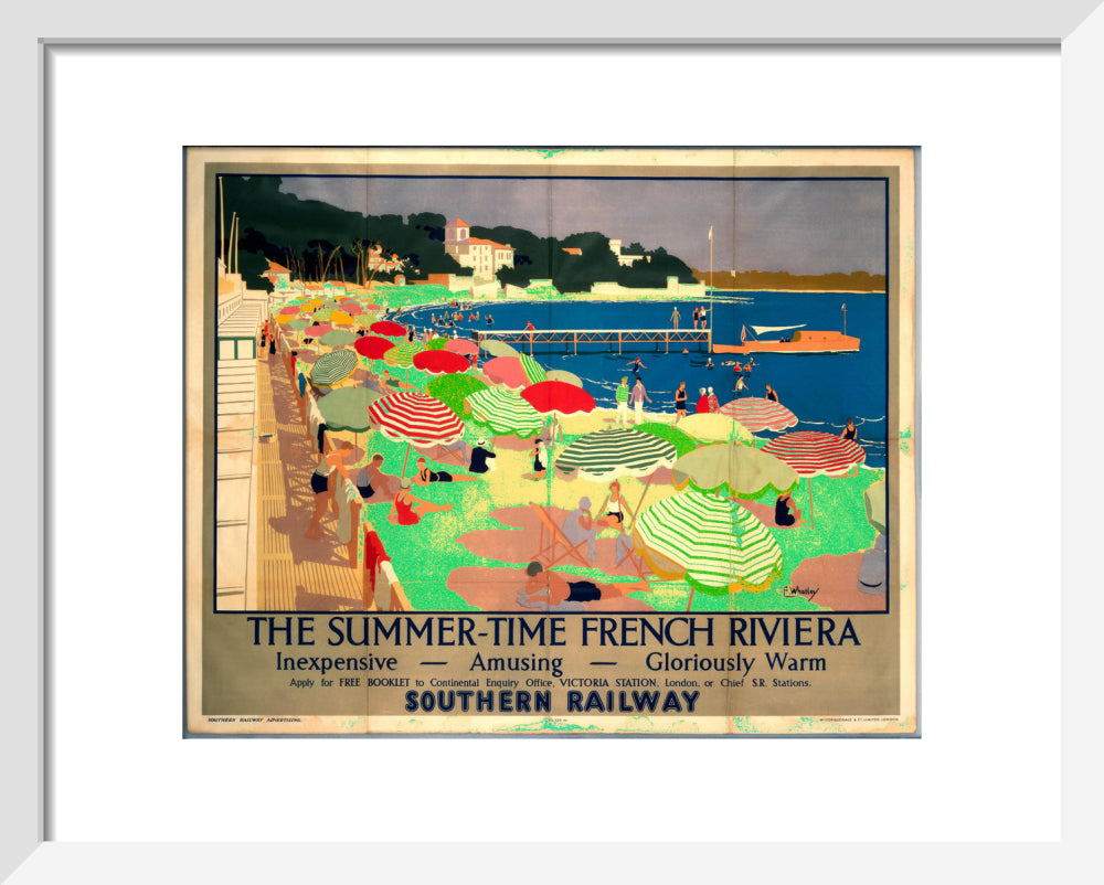 'The French Riviera', SR poster, 1928. art print extra small white Art Print - Science Museum Shop
