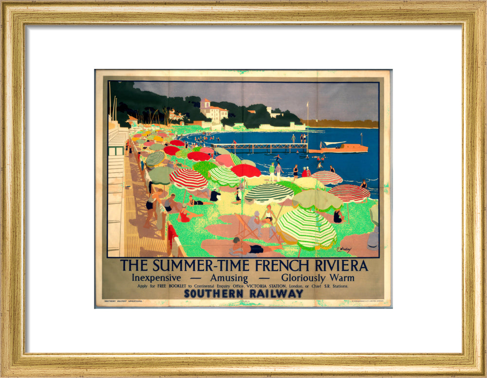 'The French Riviera', SR poster, 1928. art print small gold Art Print - Science Museum Shop