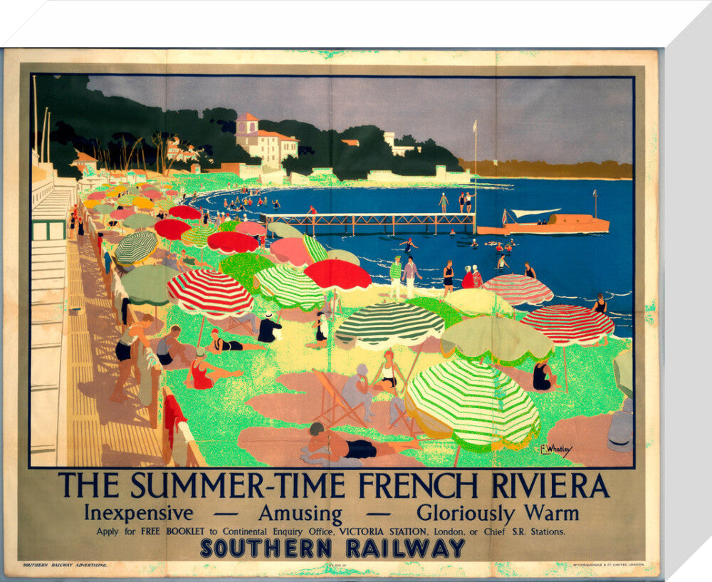 'The French Riviera', SR poster, 1928. stretched canvas small none Art Print - Science Museum Shop