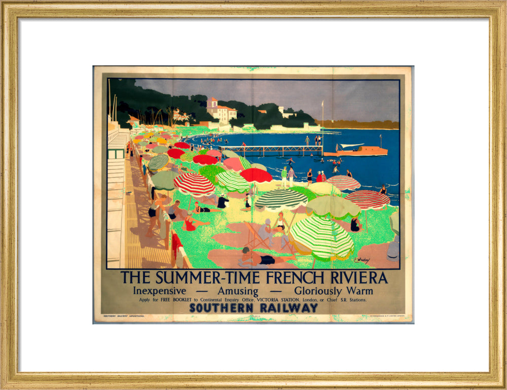 'The French Riviera', SR poster, 1928. art print medium gold Art Print - Science Museum Shop