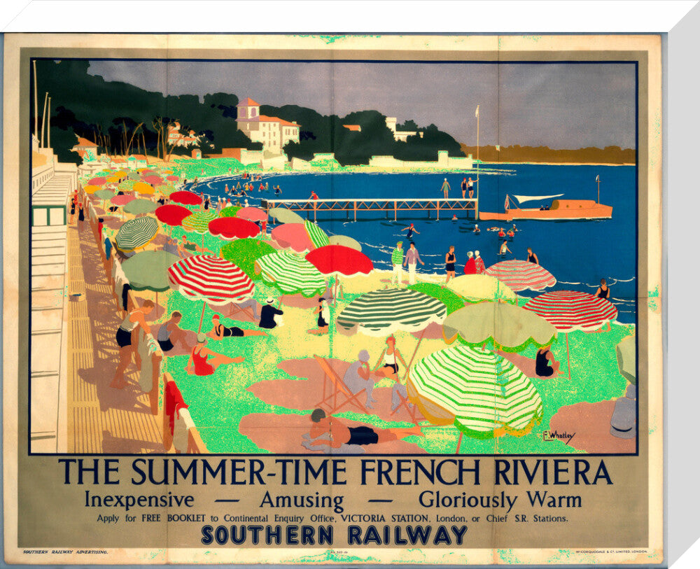 'The French Riviera', SR poster, 1928. stretched canvas medium none Art Print - Science Museum Shop