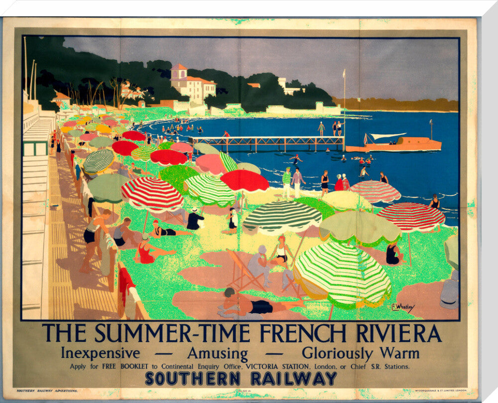 'The French Riviera', SR poster, 1928. stretched canvas large none Art Print - Science Museum Shop