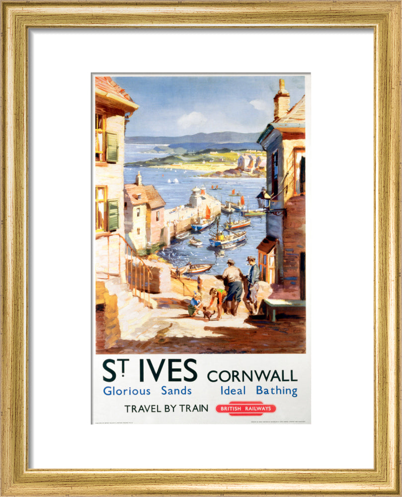 'St Ives', BR poster, c 1955. art print extra small gold Art Print - Science Museum Shop