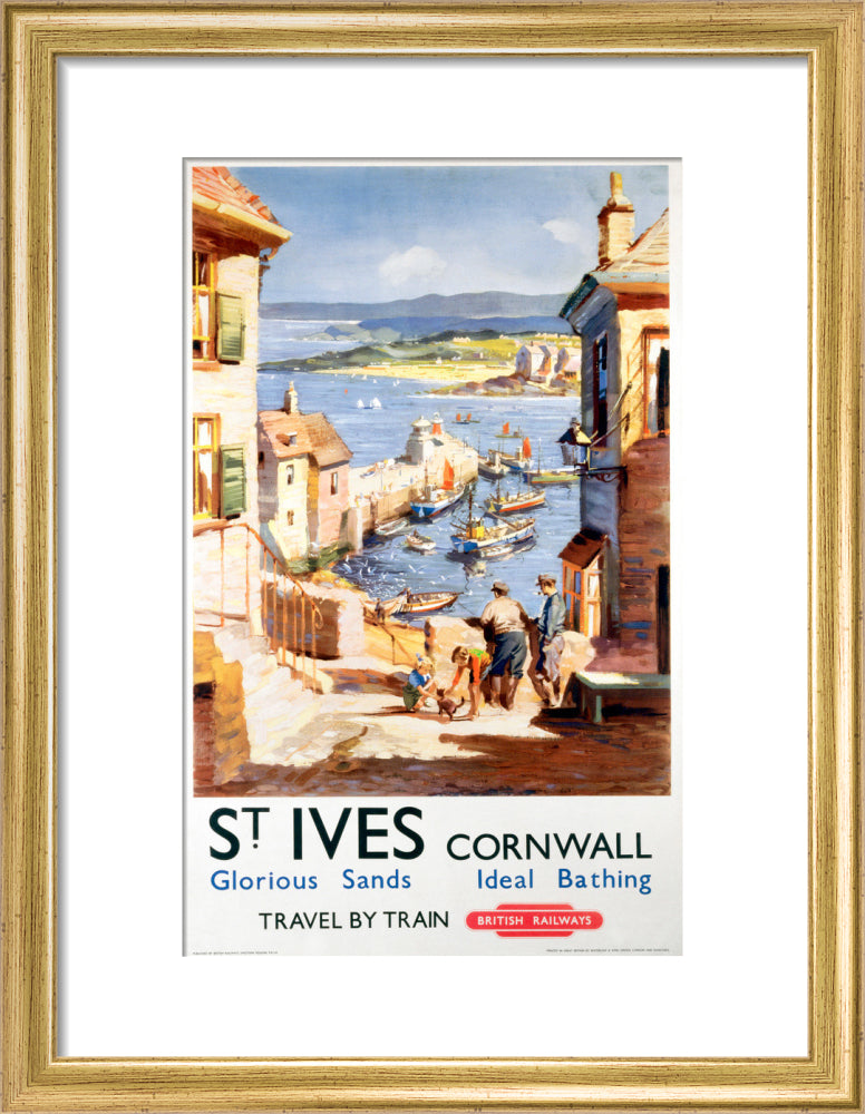 'St Ives', BR poster, c 1955. art print small gold Art Print - Science Museum Shop