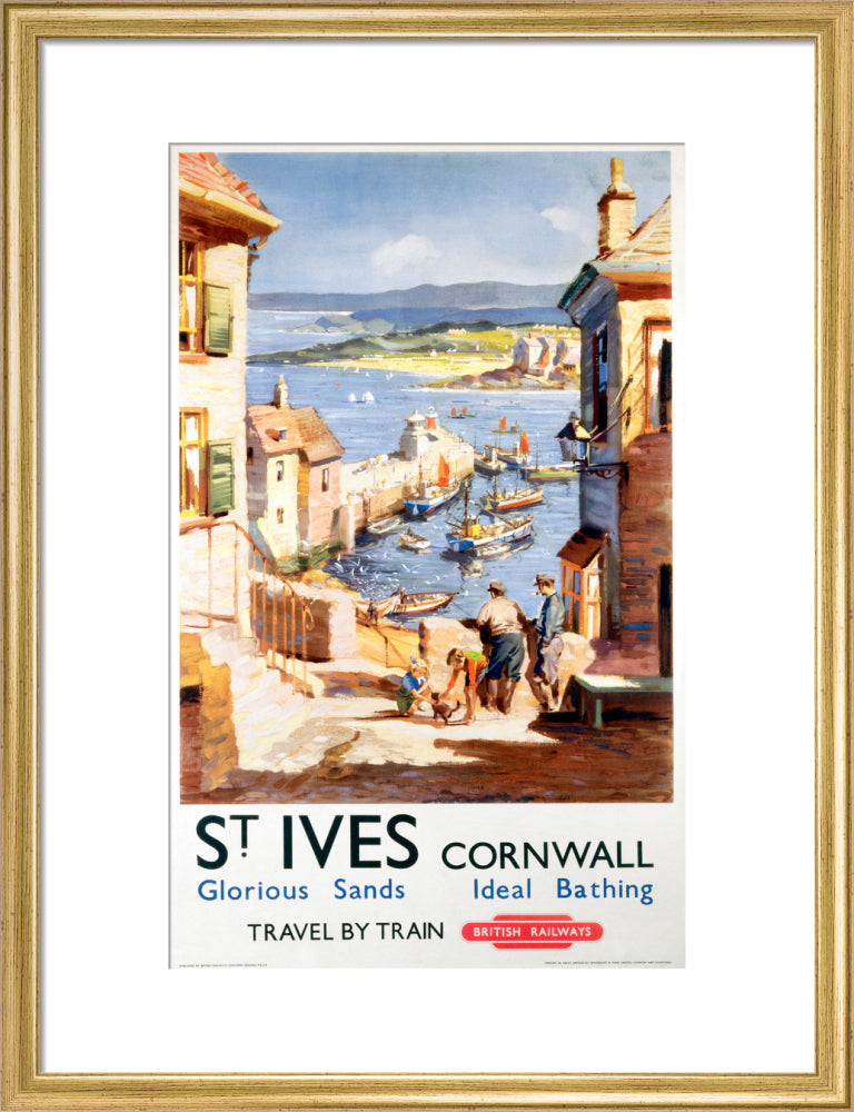 'St Ives', BR poster, c 1955. art print medium gold Art Print - Science Museum Shop