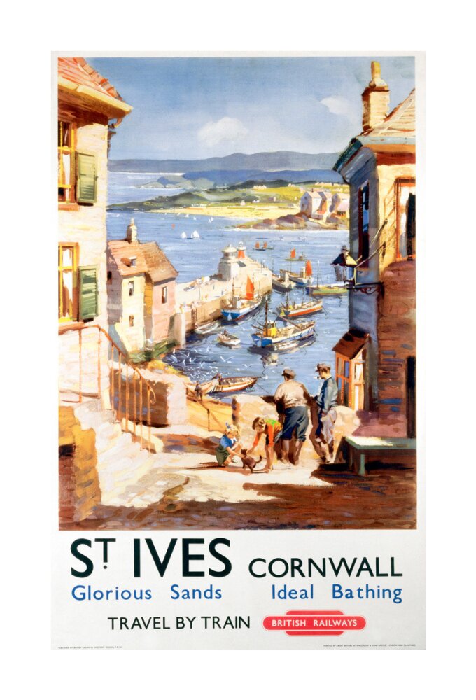 'St Ives', BR poster, c 1955. unstretched canvas large none Art Print - Science Museum Shop