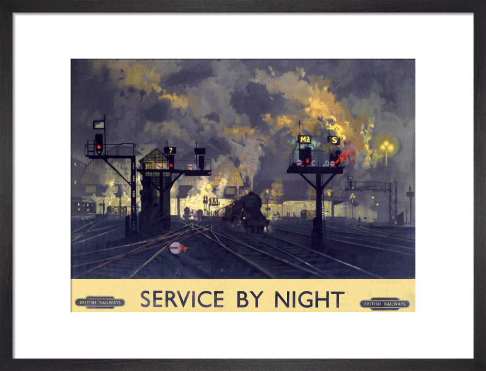 'Service by Night', BR poster, 1955. art print medium black Art Print - Science Museum Shop