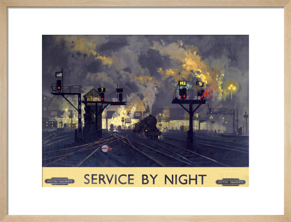 'Service by Night', BR poster, 1955. art print medium natural Art Print - Science Museum Shop