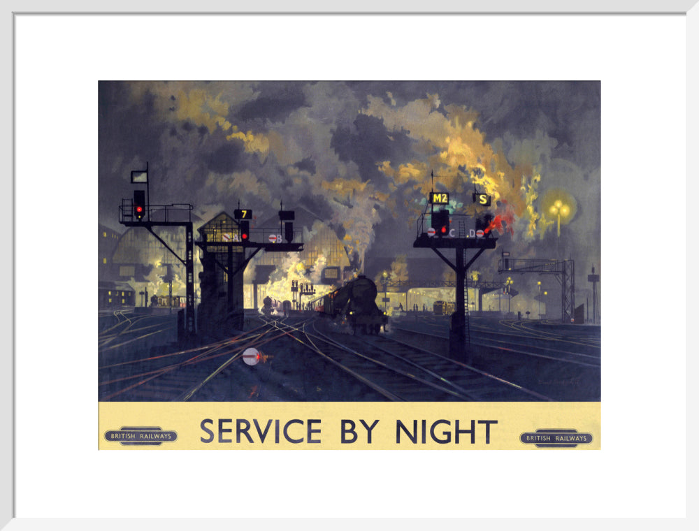 'Service by Night', BR poster, 1955. art print large white Art Print - Science Museum Shop