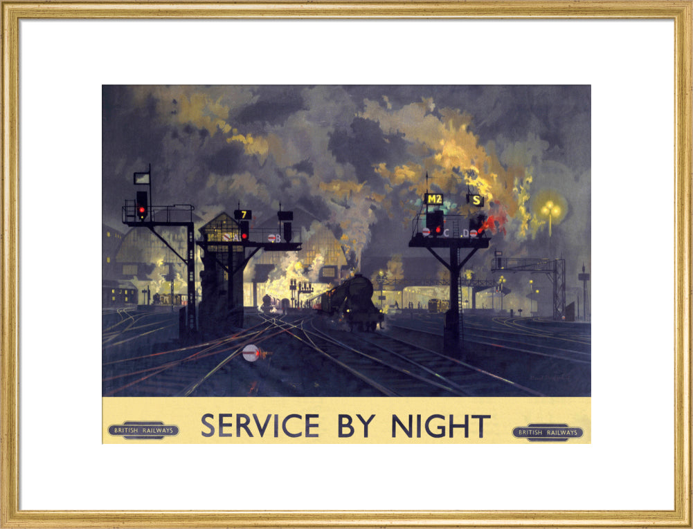 'Service by Night', BR poster, 1955. art print large gold Art Print - Science Museum Shop