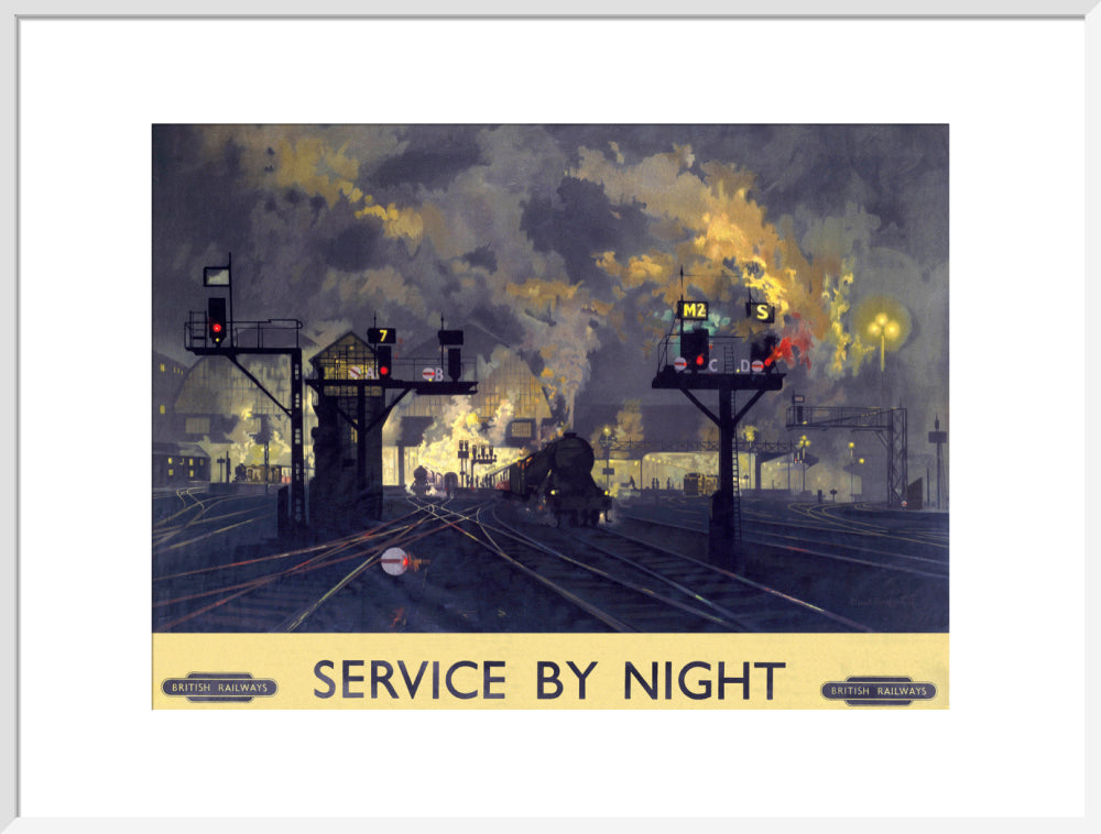 'Service by Night', BR poster, 1955. art print extra large white Art Print - Science Museum Shop