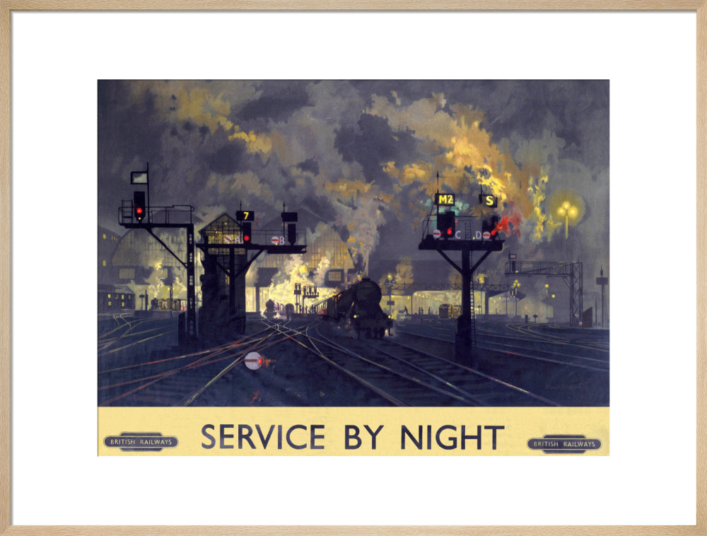 'Service by Night', BR poster, 1955. art print extra large natural Art Print - Science Museum Shop