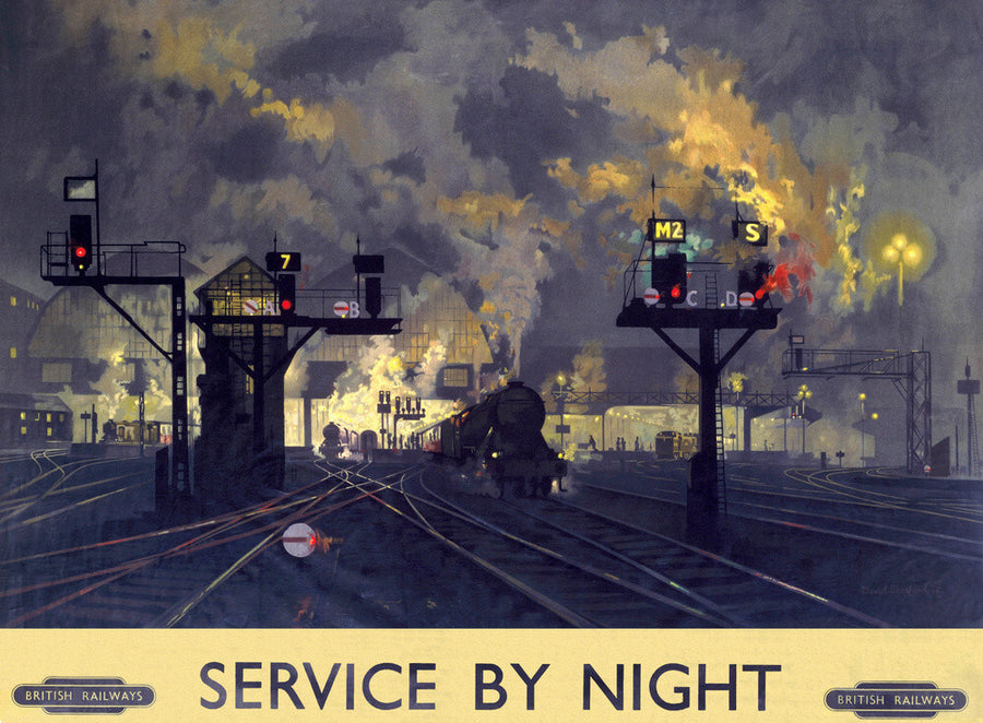 'Service by Night', BR poster, 1955. Art Print - Science Museum Shop