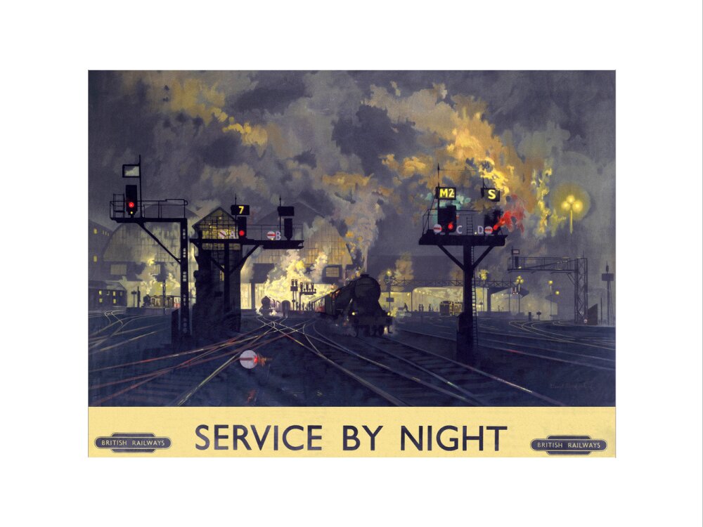 'Service by Night', BR poster, 1955. art print small none Art Print - Science Museum Shop