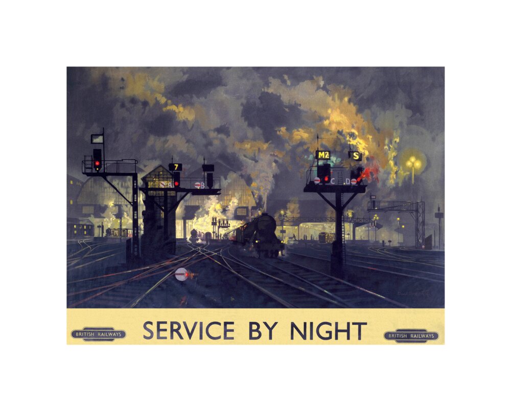 'Service by Night', BR poster, 1955. unstretched canvas small none Art Print - Science Museum Shop