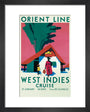 'West Indies Cruise', Orient Line poster, c 1930. art print extra small black Art Print - Science Museum Shop
