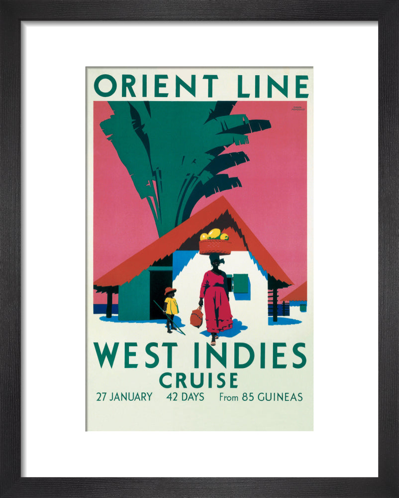 'West Indies Cruise', Orient Line poster, c 1930. art print extra small black Art Print - Science Museum Shop