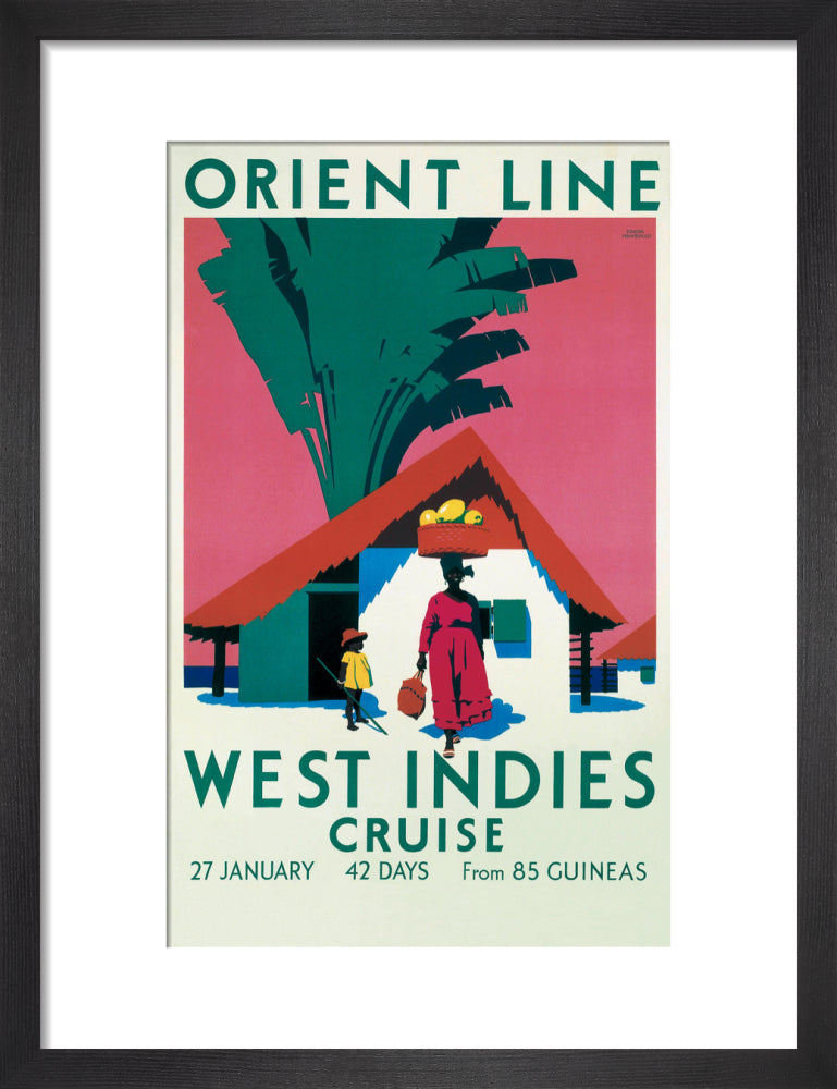 'West Indies Cruise', Orient Line poster, c 1930. art print small black Art Print - Science Museum Shop