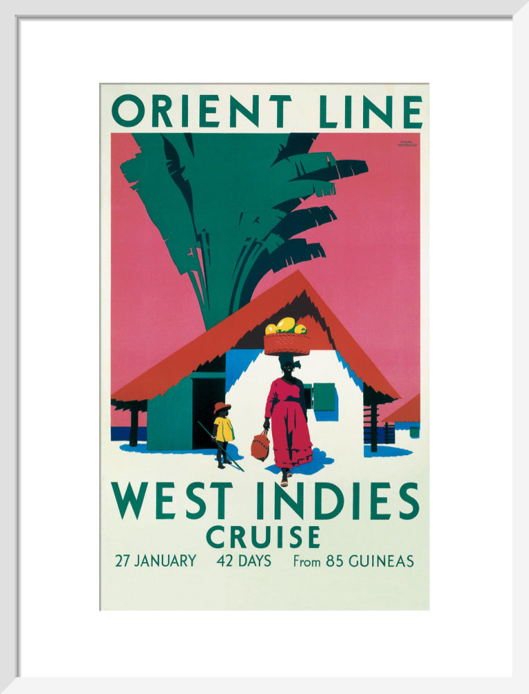 'West Indies Cruise', Orient Line poster, c 1930. art print medium white Art Print - Science Museum Shop